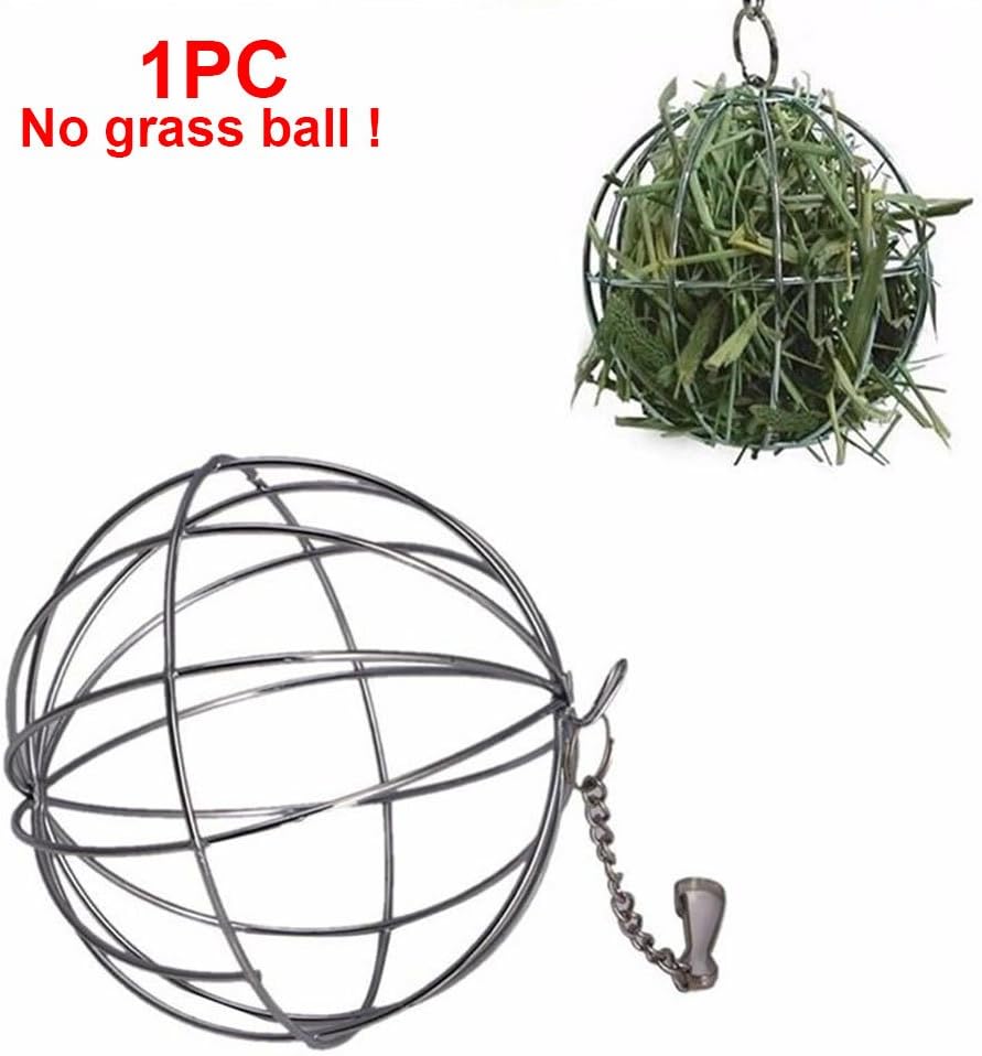 UXELY Metal Food-Ball, Guinea Pig Hay Feeder, 8/13cm Feed Ball for Rodents, Rabbit Grass Manger Holder Feeding Dispenser for Bunny, Stainless Steel Frame