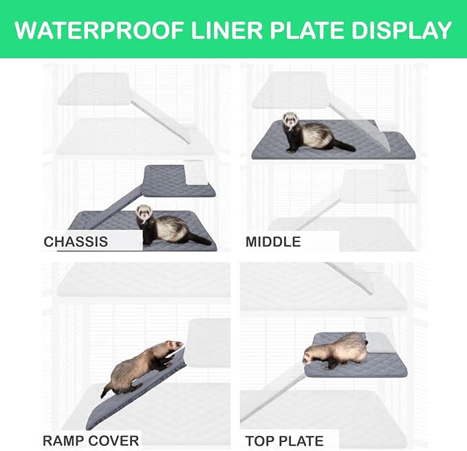 Ferret Cage Liners Cover with Bottom Pan Liner,Ramp Covers and Shelf Liners for Guinea Pigs Cage Bedding Rat Accessories for Cage Kit, Hedgehog,Rabbit Fancy Rat