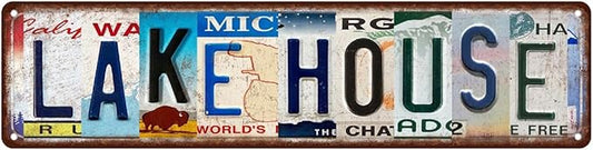 Vintage Lakehouse Metal Tin Signs Street Signs Home Wall Decor 16 x 4 Inches