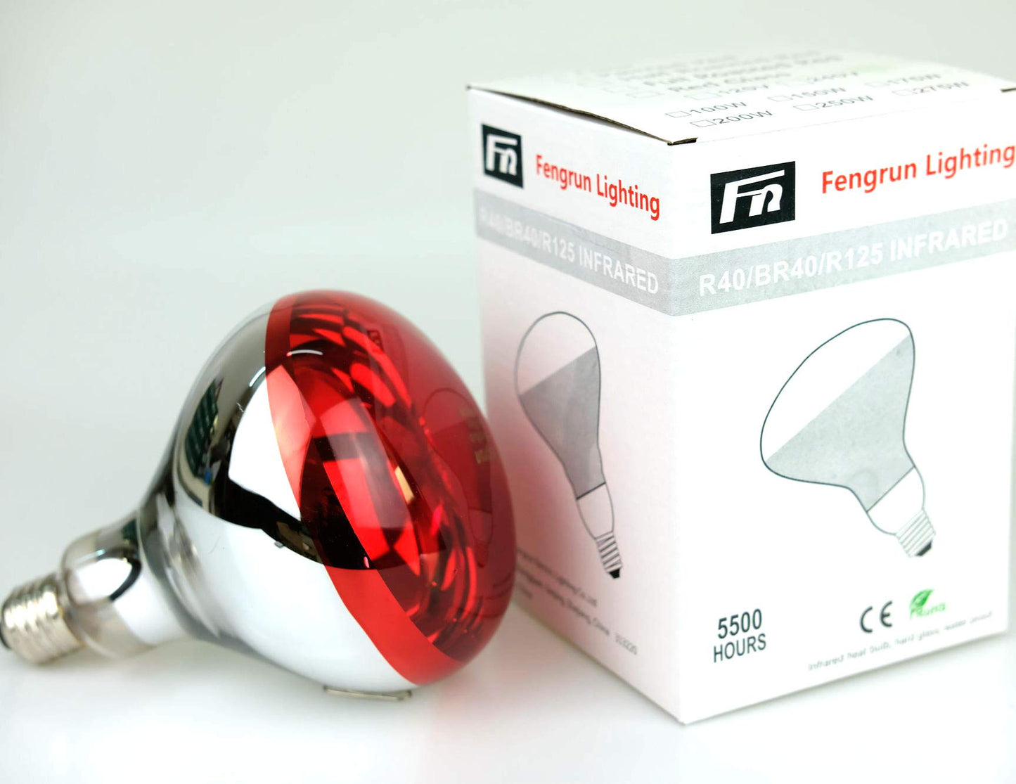 Fengrun 150W Infrared Heat Lamp Bulb Red Hard Explosion-Proof Glass Infrared Bulb for Chicken Pig Farm Pets Warming Bathroom (150W,120V)