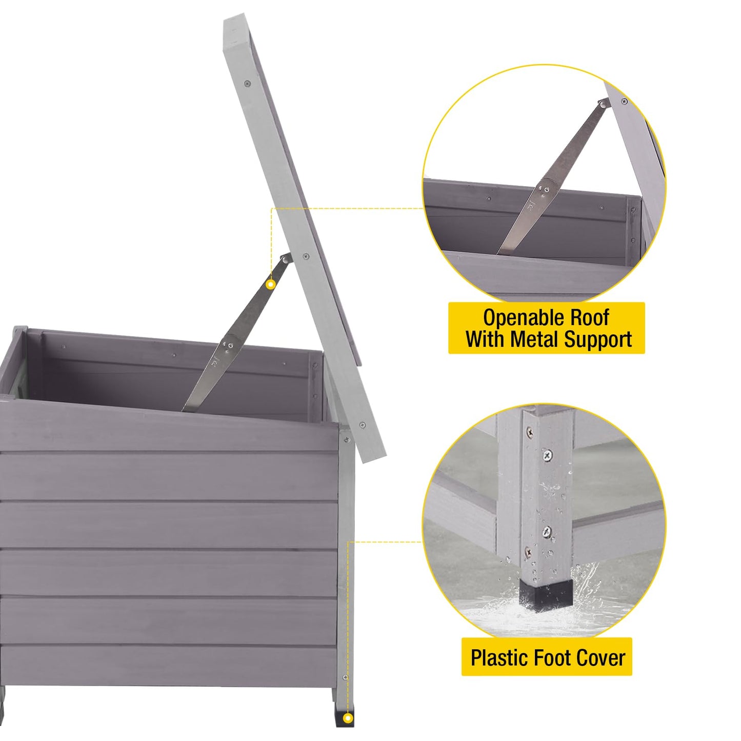 Aivituvin Cat House Waterproof Feral Kitty Shelter Outdoor Indoor Rabbit Hutch for Bunnies,Cats,Dogs and Other Small Animals,Asphalt Roof