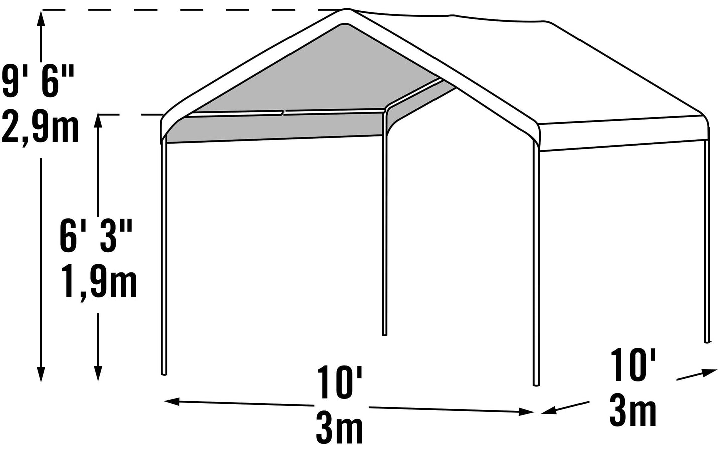ShelterLogic 10' x 10' MaxAP Canopy Series Compact Outdoor Easy to Assemble Steel Metal Frame Canopy with 50+ UPF Sun Protection and Waterproof Cover, White, 23521
