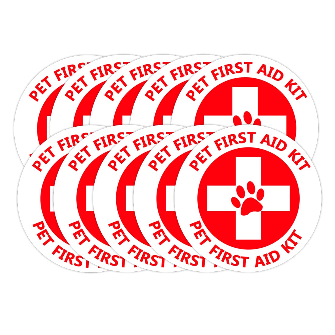 Pet First Aid Kit Sign Stickers,4 Inch Emergency Symbol Labels for Veterinarian,Pet Shop,Emergency Center,Home,Office & Car,10 Pcs Per Pack