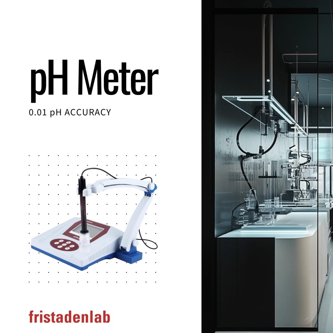 Fristaden Lab Benchtop pH Meter | USA Company | 6621 Electrode for Semi-Soft Foods and Fruits | High-Accuracy (0.01 pH) | Calibration Solutions Included
