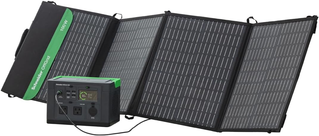Schneider OffGrid Bundle with a 300W Portable Power Station (PPS330), and a 100W All-in-One Solar Panel and Carrying Case (PSP100)