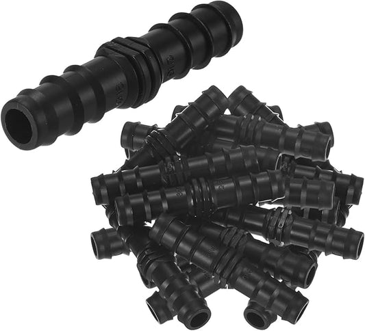 20-Pack Drip Irrigation Barbed Fittings, for 3/8 Inch Tubing Connector Plastic Coupling Irrigation Parts for Garden/Greenhouse/Aquarium/Flower Pot, Drip Pipe Accessories