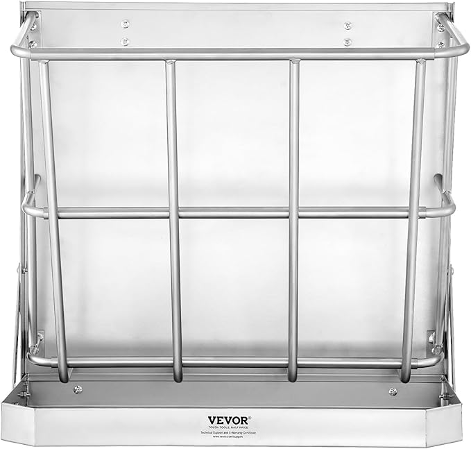 VEVOR Wall Mounted Hay Rack, 18.5 Gallon Livestock Feeder with 2.5 Gallon Feed Tray, 2 in 1 Hay and Grain Feeder, Feeds up to 5 Goats, Heavy-Duty Galvanized Steel Goat Feeders for Farm Sheep Horses