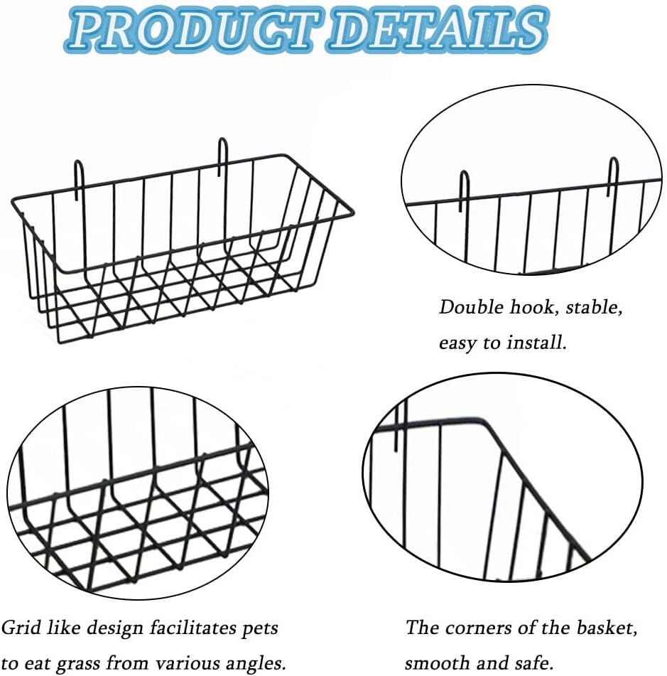 Wanaooya 6 Pcs Rabbit Hay Feeder,Metal Rabbit Hay Rack with Hooks,Heavy Duty Bunny Hay Feeder Rack for Rabbits,Guinea,Chinchilla,Small Animal Cage Accessories