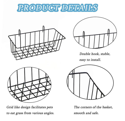 Wanaooya 6 Pcs Rabbit Hay Feeder,Metal Rabbit Hay Rack with Hooks,Heavy Duty Bunny Hay Feeder Rack for Rabbits,Guinea,Chinchilla,Small Animal Cage Accessories