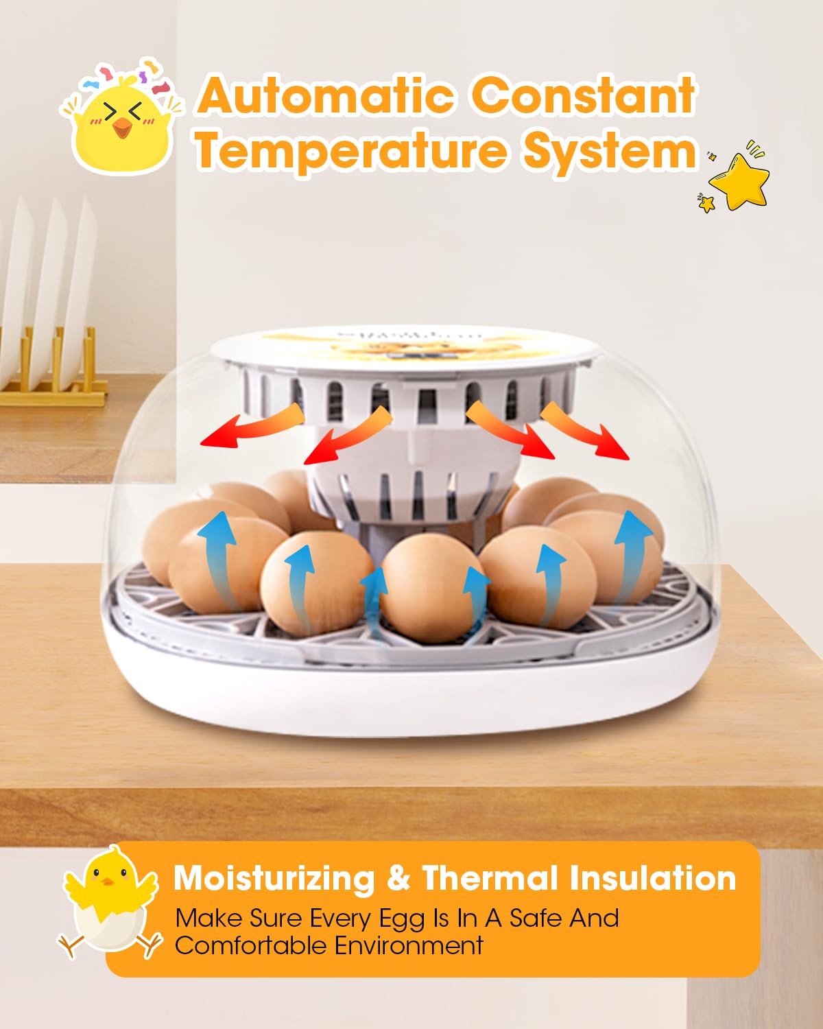 Egg Incubator with Automatic Egg Turning Control, Incubators for Hatching Eggs, Chicken, Ducks, Goose, Pigeon, Quail, Parrot Incubator for Farm, Lab, Science Classroom, Home