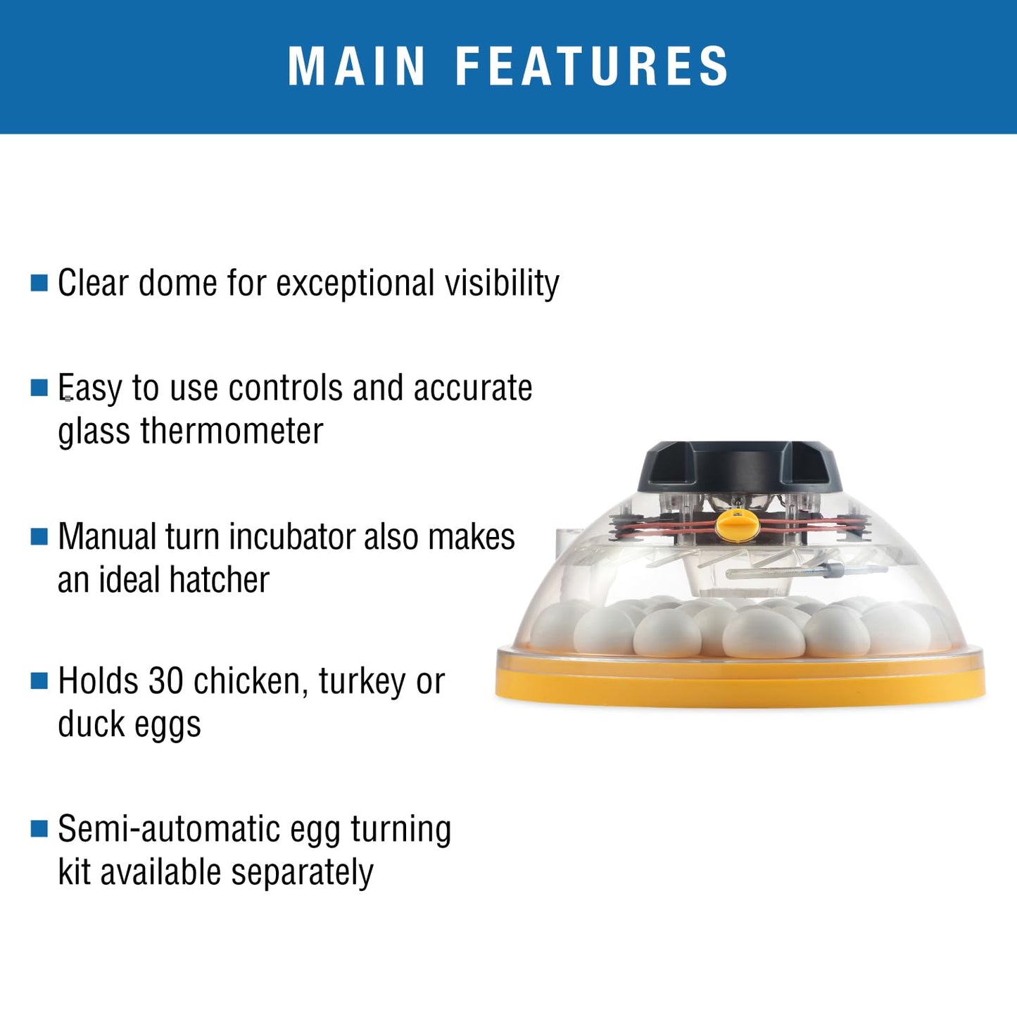 Brinsea Maxi II Eco Manual Egg Incubator with Electronic Temperature Control, Fan Assisted Air Circulation for Hatching 30 Chicken, Duck, or Other Eggs, Ideal for Beginners
