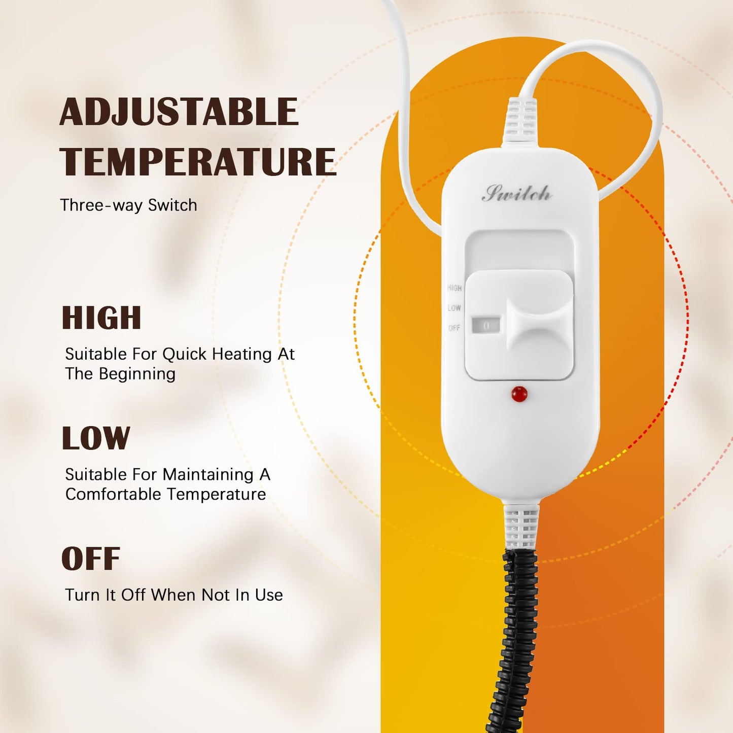 Chicken Heating Pad Chicken Coop Heater 110V Power 20W Electric Heating Mat Heated Bed Adjustable Pad Blankets Warming Bed Mats with Chew Resistant Cord for Pet Supplies
