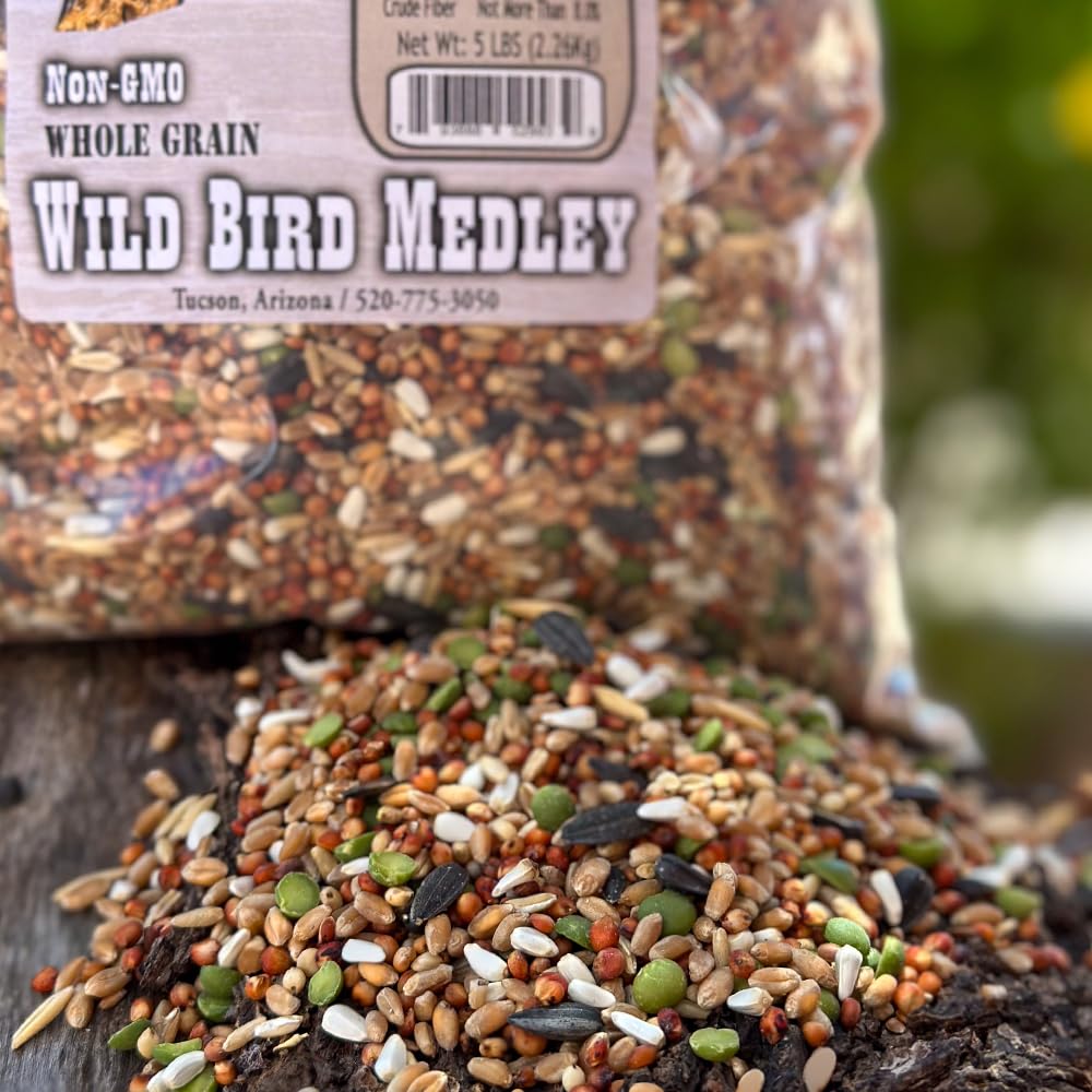 Desert Valley Premium Whole Grain Scratch Feed- Non GMO - Nutritious Treat for Chickens, Ducks, Wild Birds & More (5-Pounds)