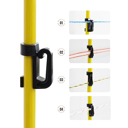 Electric Fence Posts 46 Inches, Fiberglass Step in Temporary Electric Fence Posts for Cows, Sheep, Dog, Portable Fence Stakes for Electric Fencing-50 PCS