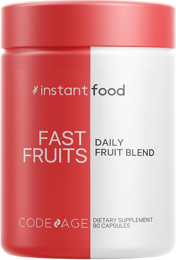 Codeage Instantfood Easy Veggies + Fast Fruits Vitamins Bundle, 30+ Daily Vegetables & Fruits Powders, Whole Food Green, Multivitamin, Fibers, Vegan Superfood Minerals Supplement - 180 Capsules