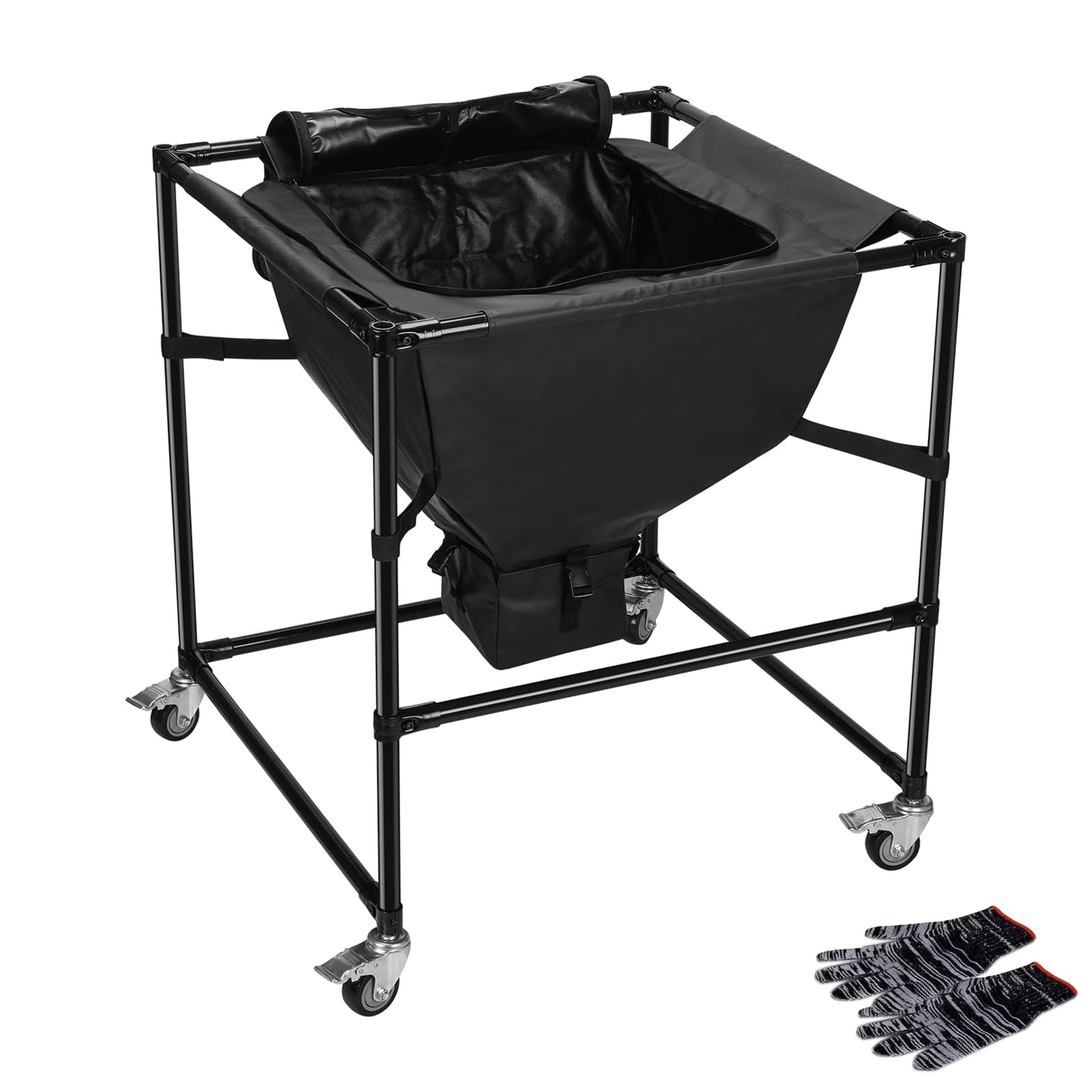 Urban Composting Bag 160L, Layered Harvest Design, Heavy-Duty Casters, All-Metal Frame + Oxford Fabric, Fertilizer Collection, Breathable Lid for Home, Garage, Basement, Kitchen
