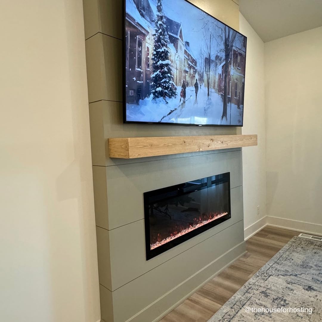 Touchstone Fireplace Mantel - 84" Wall-Mounted Mantel Shelf for Over Fireplace - Wood Handcrafted Floating Shelf - Rustic Farmhouse Mantles - Traditional Floating Mantle 84 X 8 X 4.75 - Unfinished