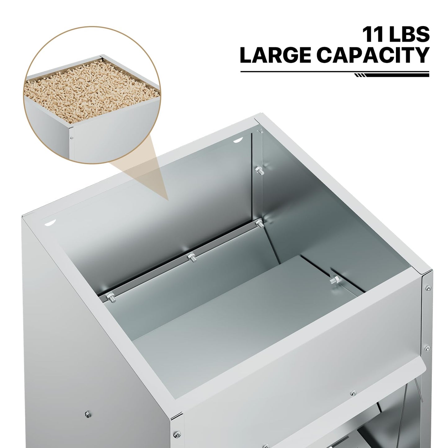 MoNiBloom Automatic Treadle Chicken Feeder, 11 lb Galvanized Steel Duck Feeder with Weatherproof Lid, Coop Feeder Rodent Proof Poultry Feeder for Chickens, Ducks, Geese