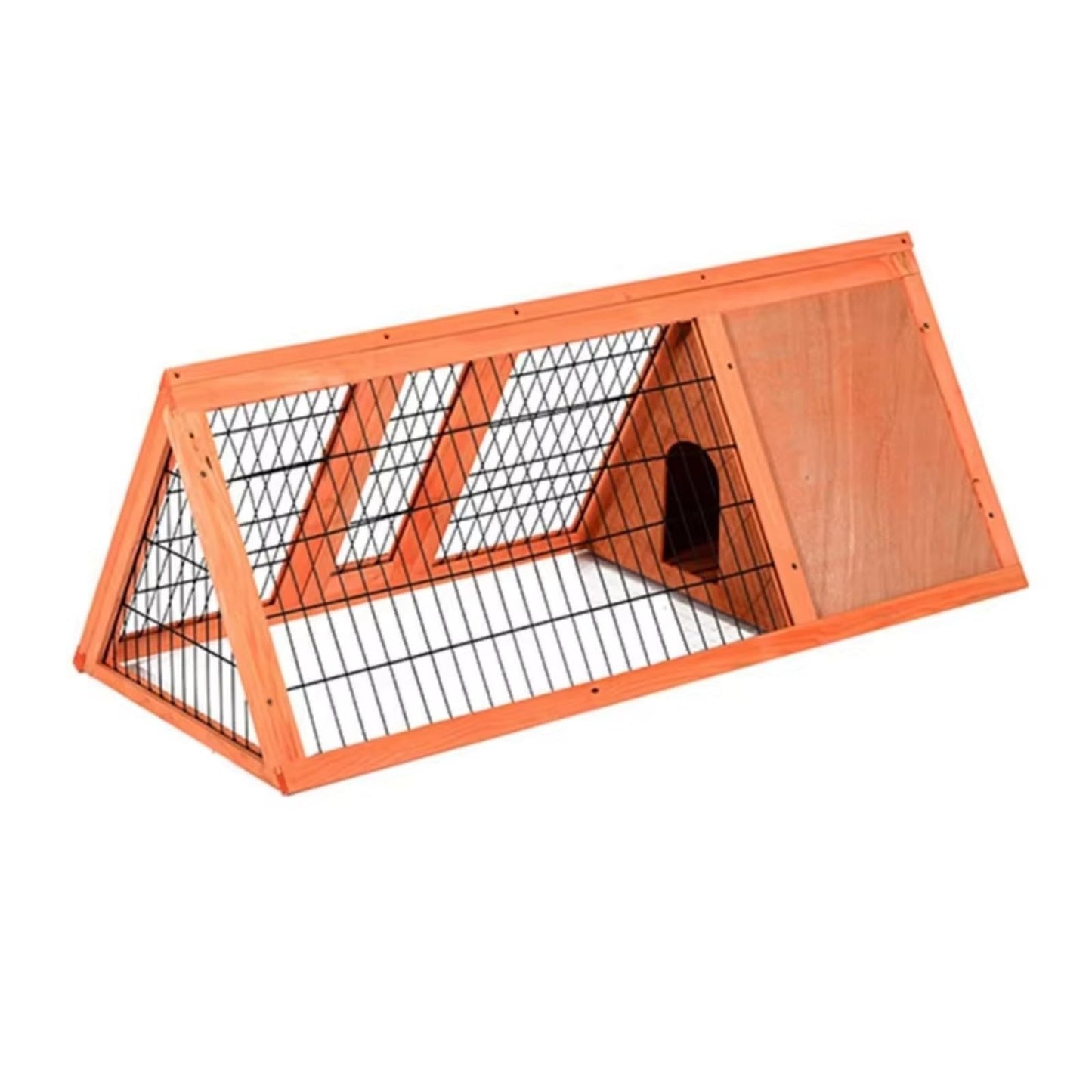 GarveeLife Wooden Rabbit Hutch, Chicken Hutch Outdoor with Run and 2 Doors, a-Frame Wooden Chicken Coops with Ventilating Wire, Quail, Rabbit Hideout for Small Animals, Red