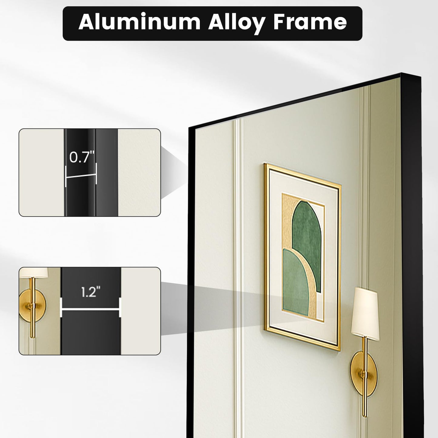 ISTRIPMF Bathroom Mirror Black,55x36 Inch Large Matte Black Bathroom Vanity Mirror,Rectangle, Square Corner, Anti-Rust,Shatter-Proof, Bedroom, Living Room, Entryway, Wall-Mounted(Horizontal/Vertical)