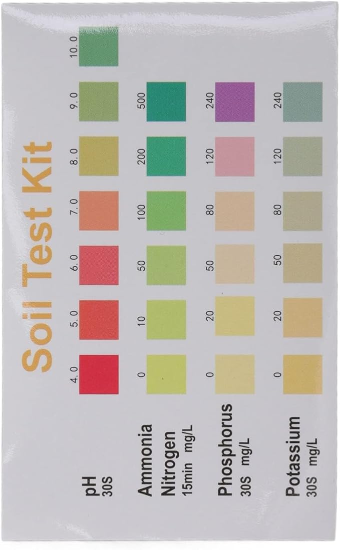 Soil Test Kit, pH Nitrogen Testing Kits Phosphorous Potash Tester with Sampling Tool Centrifuge Tube for Lawns Gardens Nutrients Agriculture Farm Vegetable Plants Care Compost Dirt Flower Grass