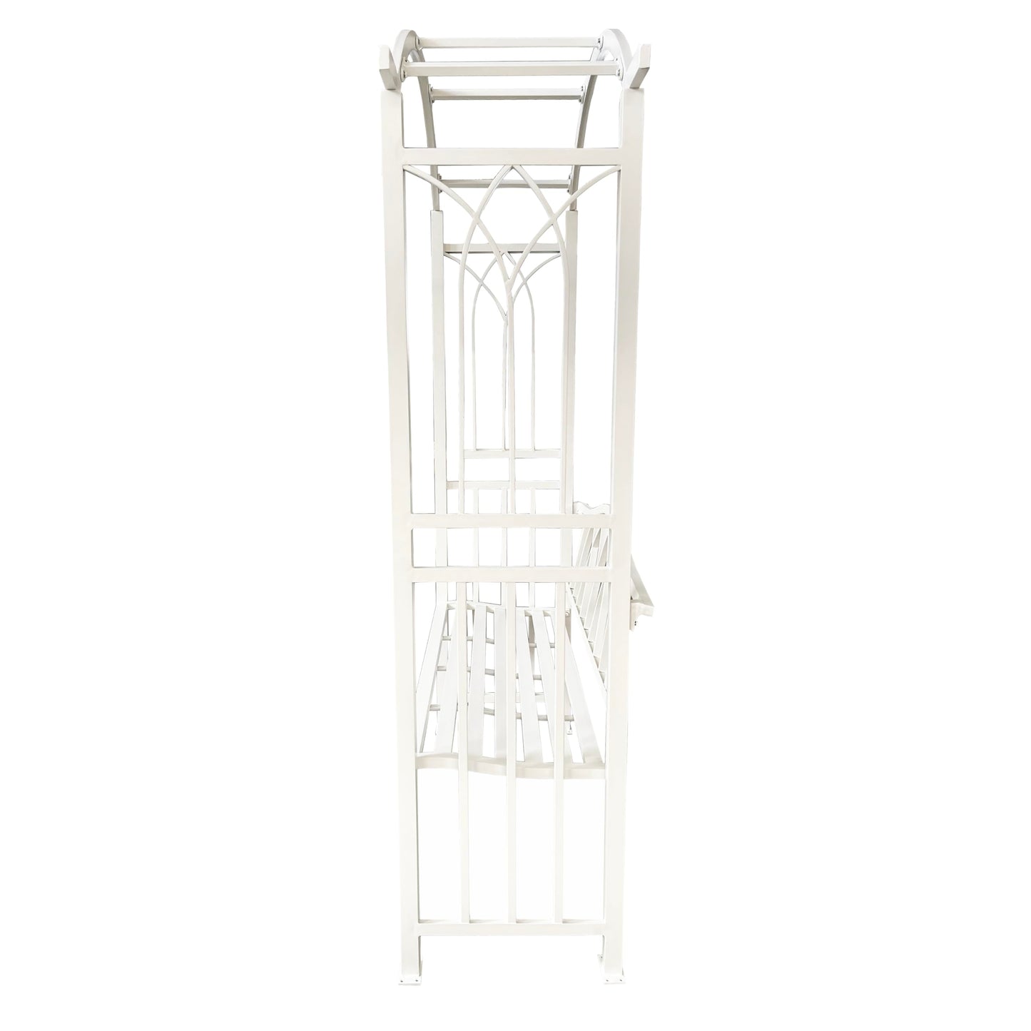 White Aluminum Garden Arbor Arch with 2-Seater Bench