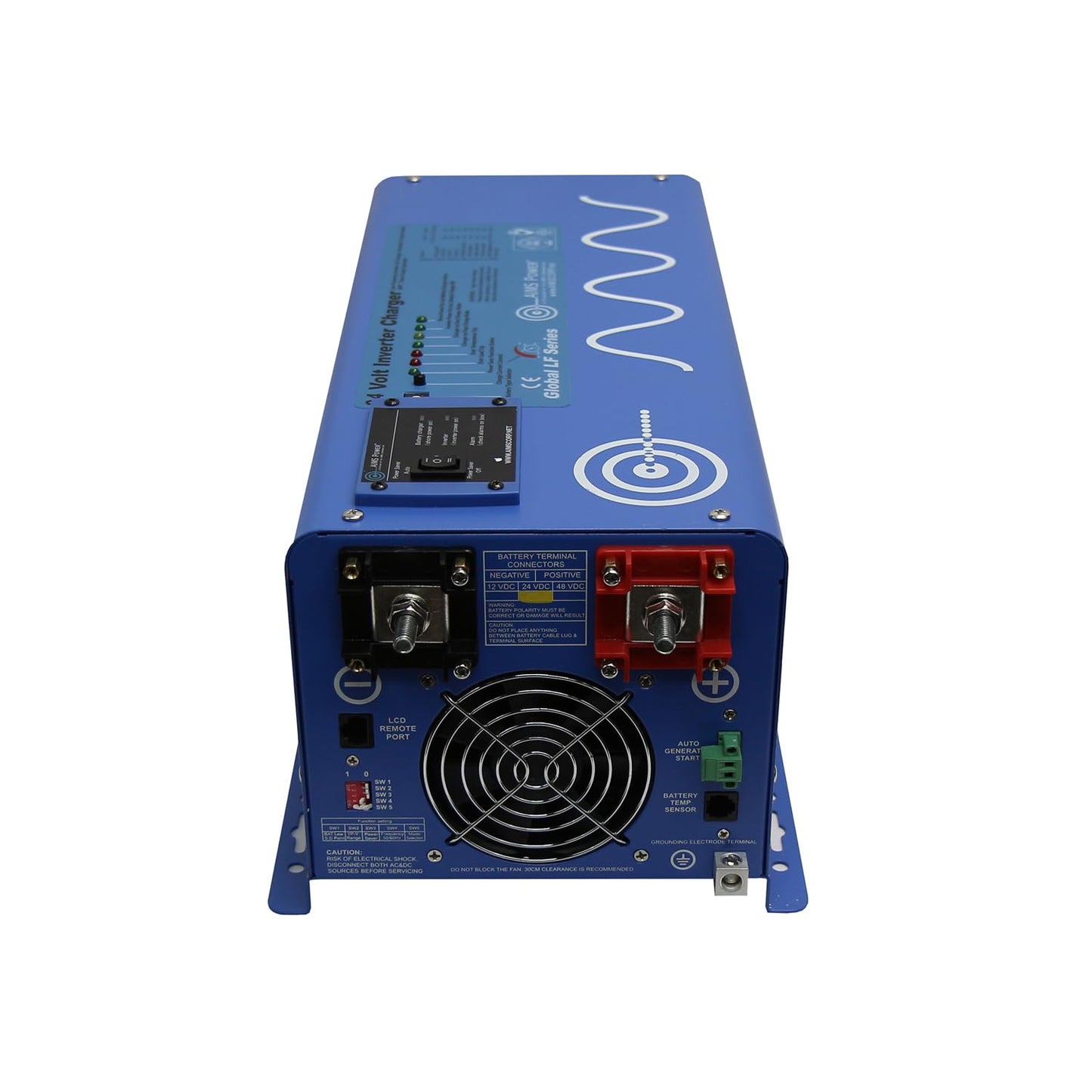 AIMS Power 2000 Watt 24 VDC Pure Sine Inverter Charger 120 VAC Output 30A Charger 30A Transfer Switch PICOGLF20W24V120VR