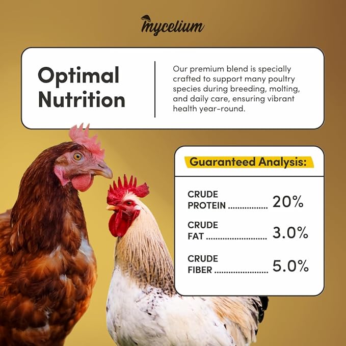 Mycelium Poultry Super Flock Feed (5 LB Bag) | High-Protein Poultry Feed with Probiotics & Vitamins | Supports Growth, Feather Health & Gut Function | Non-GMO, Made in USA