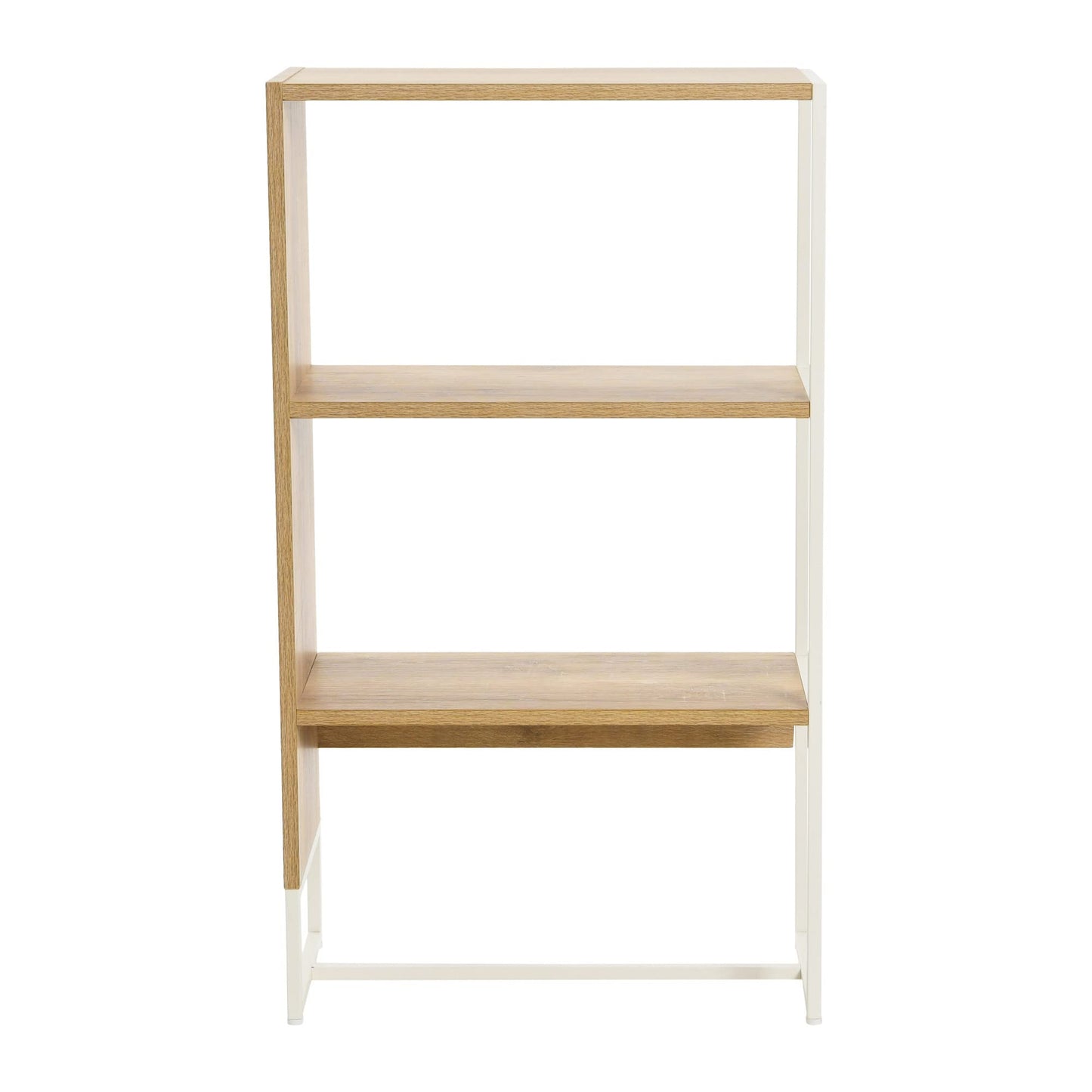 Household Essentials Wrap 3 Shelf Open Storage Bookshelf Coastal Oak Rustic Wood Grain and White Metal