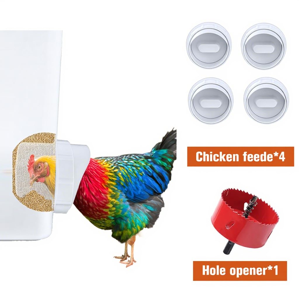 Complete Set Pipeline Automatic Chicken Waterer System(82Accessories Included) Chicken Feeder and Waterer Set,Poultry Waterer,with PVC Pipeline,Garden Hose and Hole Openers
