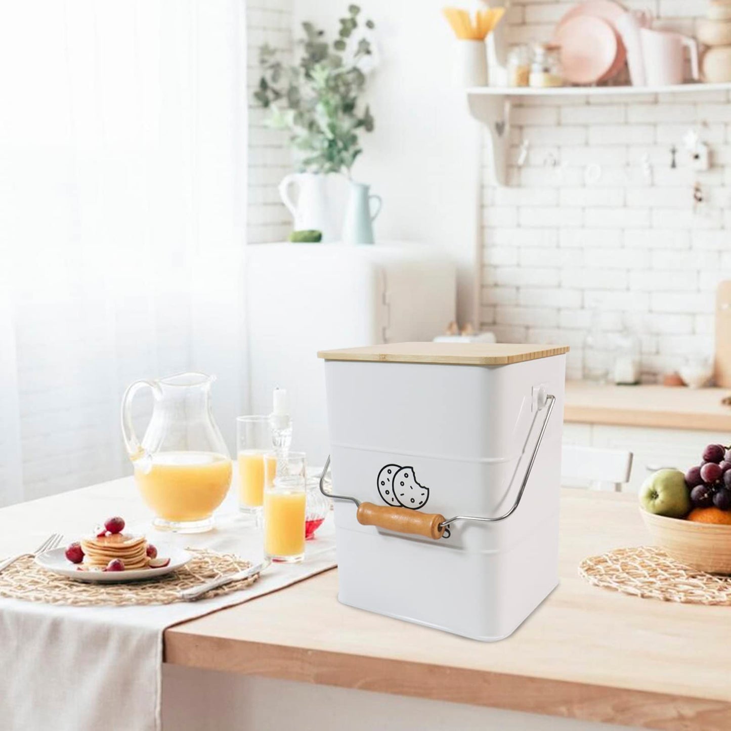 Gdfjiy Cookie Jars, White Cookie Storage Container, Metal Biscuit Tin Snack Jar with Lids Airtight & Handle, Cookies Tin Box, Food Storage Canisters for Candies, Cookies, Biscuits and Snacks