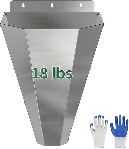Large Chicken Cone for Butchering, Stainless Steel Kill Cone with Safety Gloves, Flat-Back Design, Chicken Processing Equipment for Farm and Backyard Poultry Up to 18 lbs (Silver)