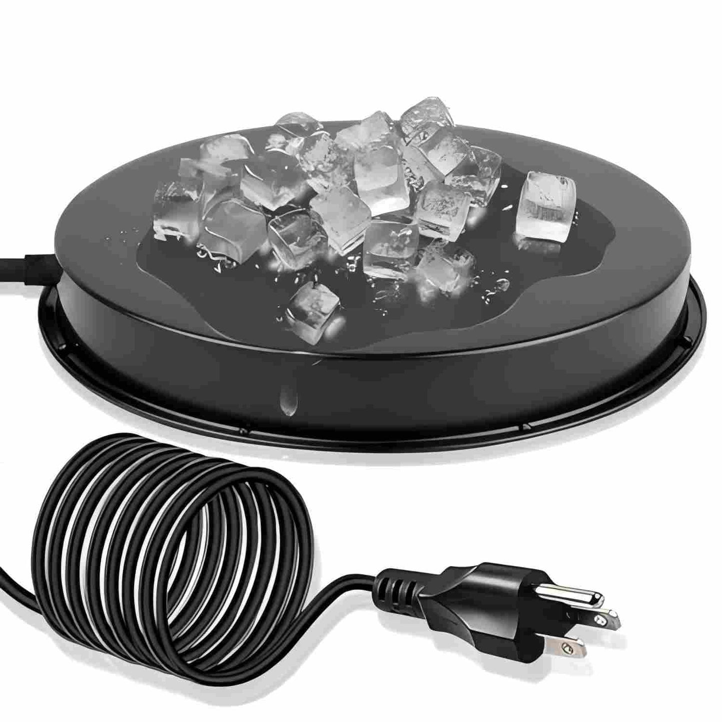Chicken Water Heater for Winter, 110Watt Thermostat Heated Poultry Waterer Base with 9.8ft Power Cord，Suitable for Poultry Waterer (Black, 11INCH-1PACK)