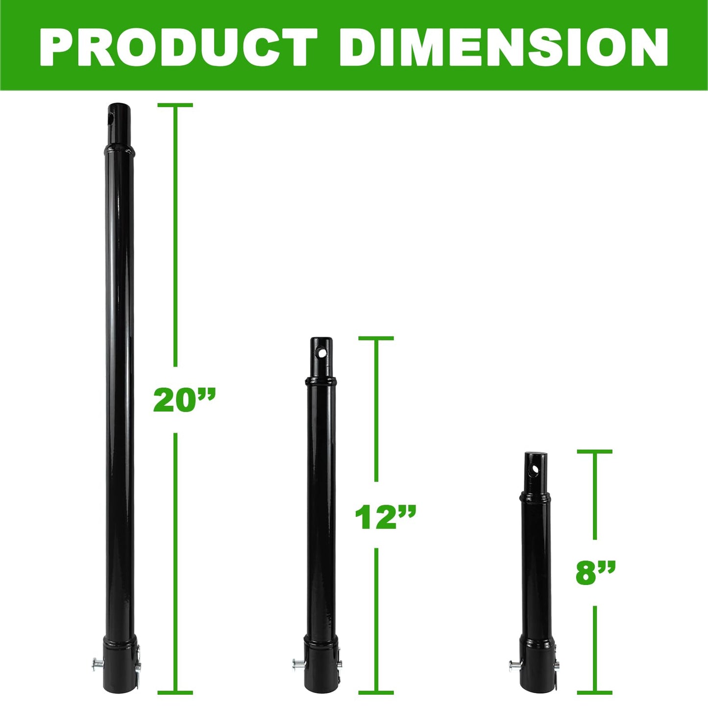 6-Inch & 4-inch Electric Post-Hole Digger with Storage Bag with 3pcs Auger Drill Bit Extension Set(8",12",20")