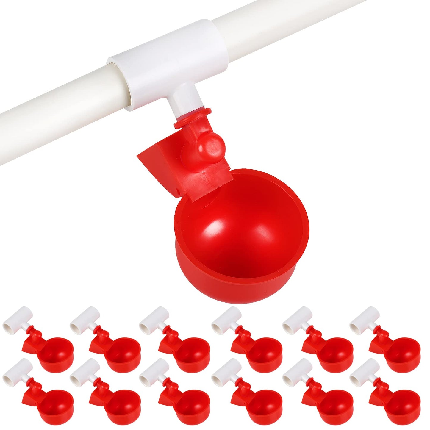 12 Pack Large Automatic Chicken Waterer Cups, Plastic Chicken Water Feeder Chicken Water Bowls Poultry Water Feeder Kit for Chicks, Duck, Goose, Turkey and Bunny