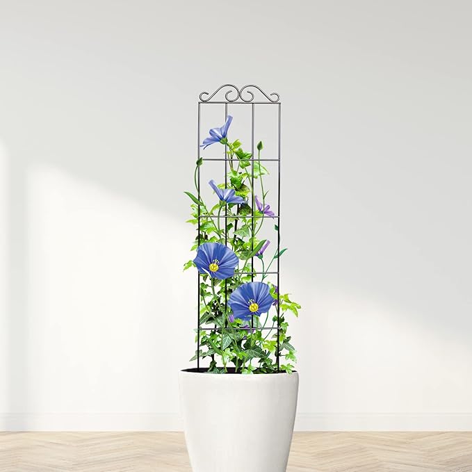 ARIFARO 37.5'' Metal Garden Trellis for Climbing Plants,(Pack of 4) Indoor/Outdoor Sturdy Plant Trellis for Potted Plants,House Plants, Climbing Vines, Black