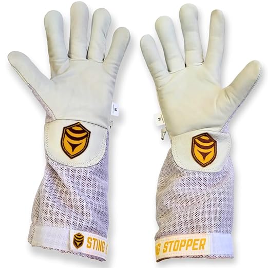 Sting Stopper Beekeeping Gloves, Ventilated Goat Skin Bee Gloves for Beekeepers, Sting Proof Bee Keeping Gear, Short Cuff Easy Fit, Protective Gloves for Apiary Work | Beekeeper White, 3X-Large