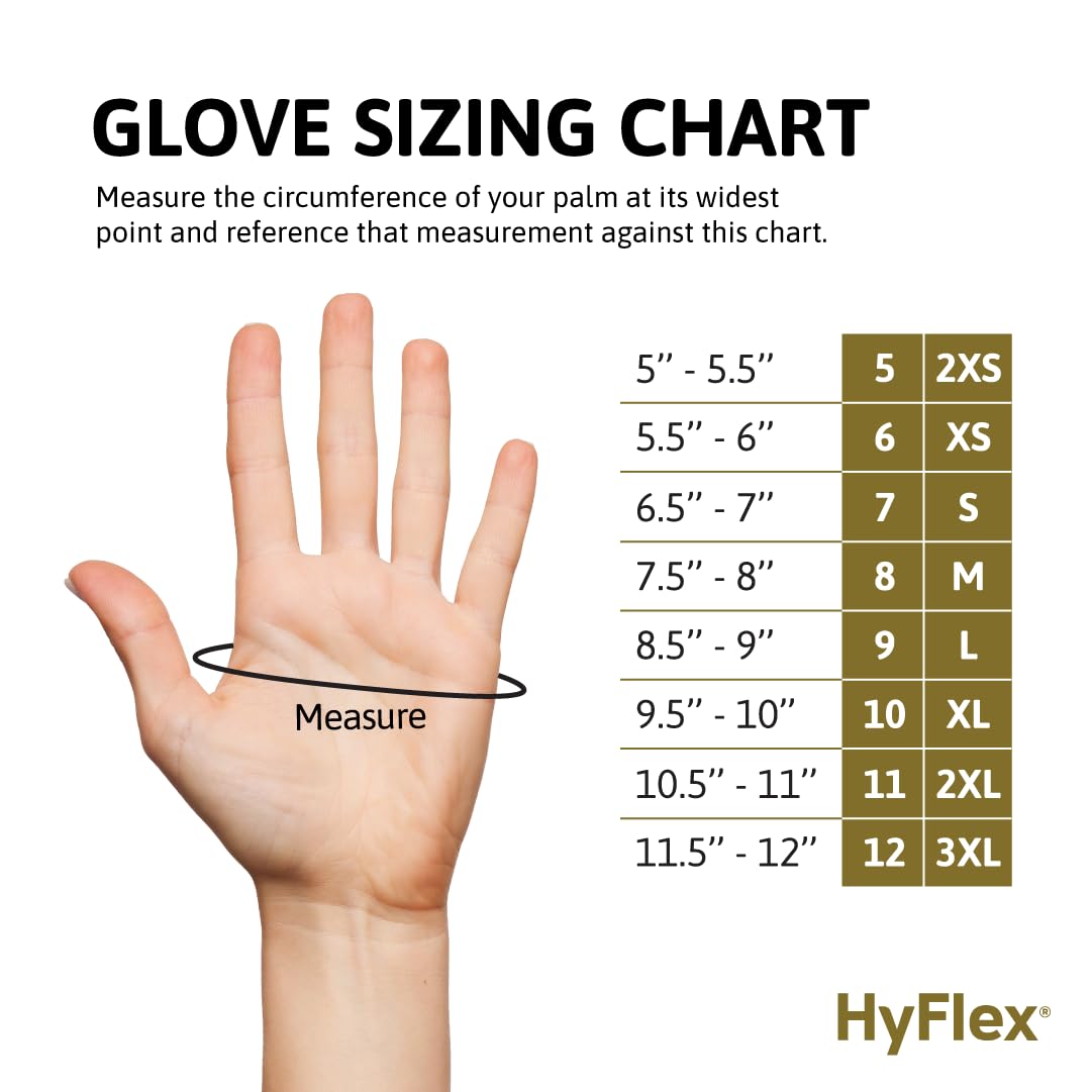 Ansell HyFlex 11-550 VP Mechanical Protection Gloves - L, Green and Black (Case of 144)