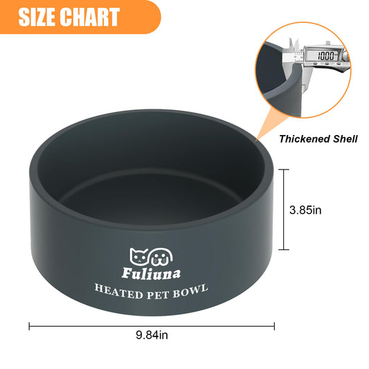 Fuliuna Large Heated Water Bowl, Outdoor Heated Dog Bowl with Chew Resistant Power Cord, Thermal Bowl Provide Drinkable Water in Winter, Heated Pet Bowl for Cat Rabbit Chicken Duck Squirrel 0.85 Gal