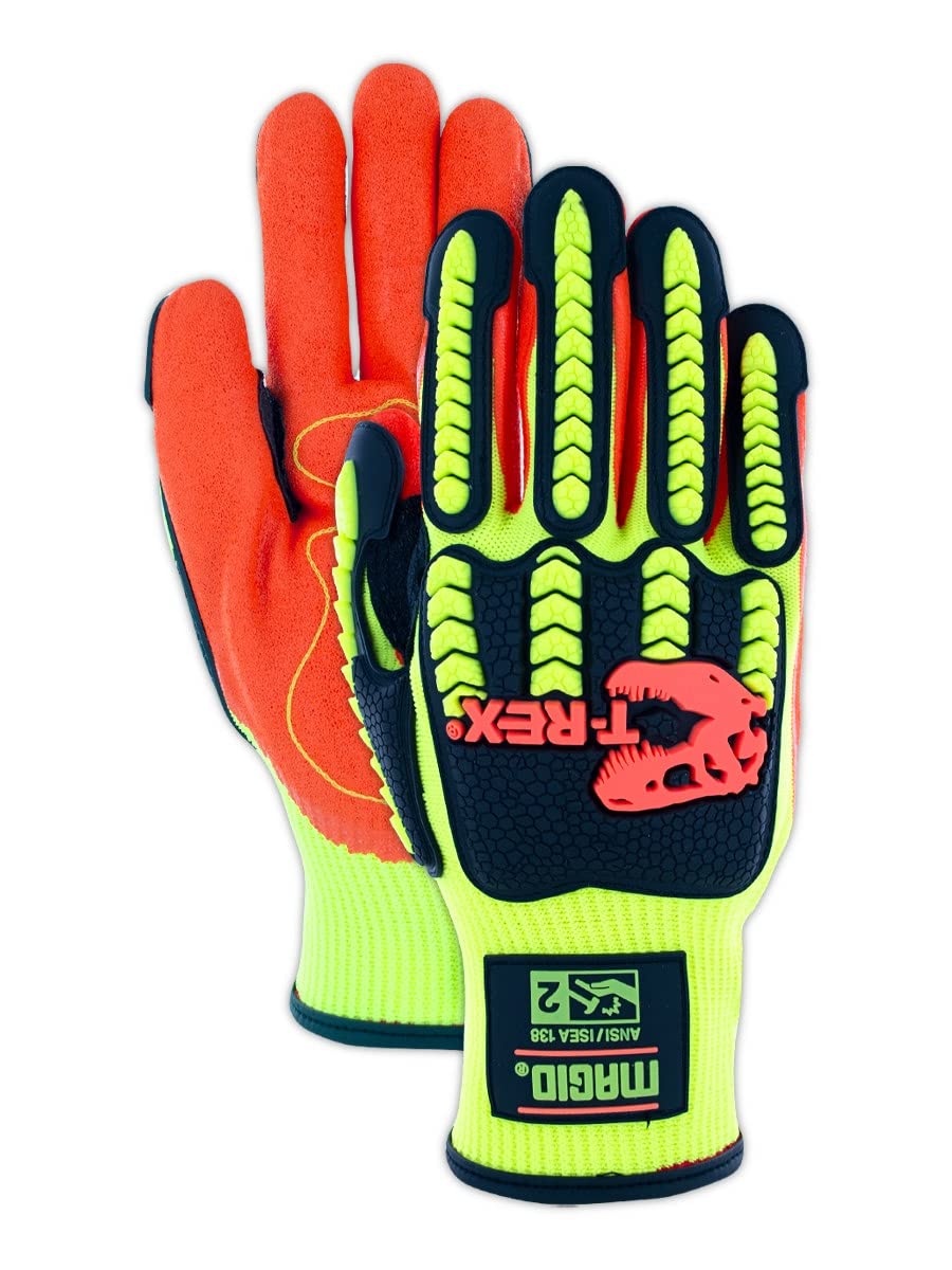 MAGID T-REX Flex Series Sandy Nitrile Coated Impact-Resistant Work Gloves, 48 Pairs, Size 9/Large, TRX500