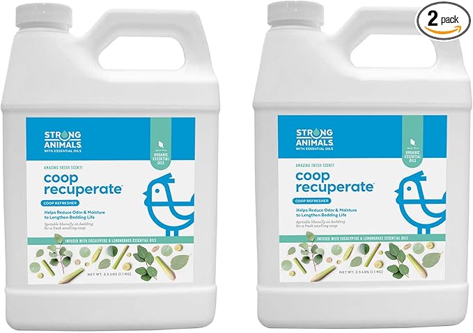 Coop Recuperate Eucalyptus & Lemongrass - Chicken Coop Refresher Containing Organic Eucalyptus & Lemongrass Essential Oils (2.5 lb jug, 2 Pack)