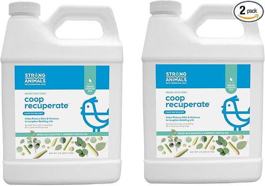 Coop Recuperate Eucalyptus & Lemongrass - Chicken Coop Refresher Containing Organic Eucalyptus & Lemongrass Essential Oils (2.5 lb jug, 2 Pack)