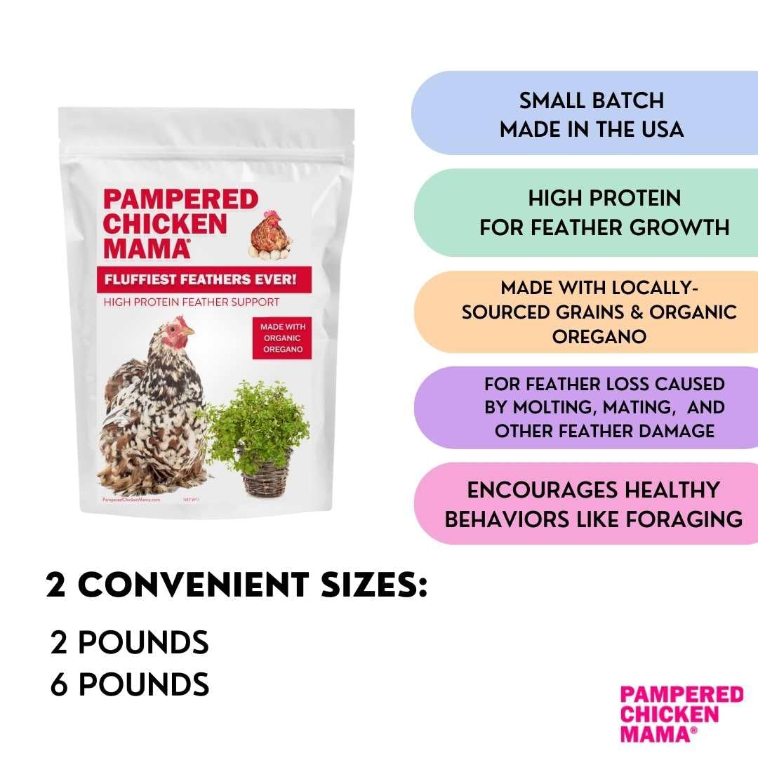 Pampered Chicken Mama Molting Supplement for Chickens: Fluffiest Feathers Ever Backyard Chicken Feed and Supplies for Hens (2 pounds)