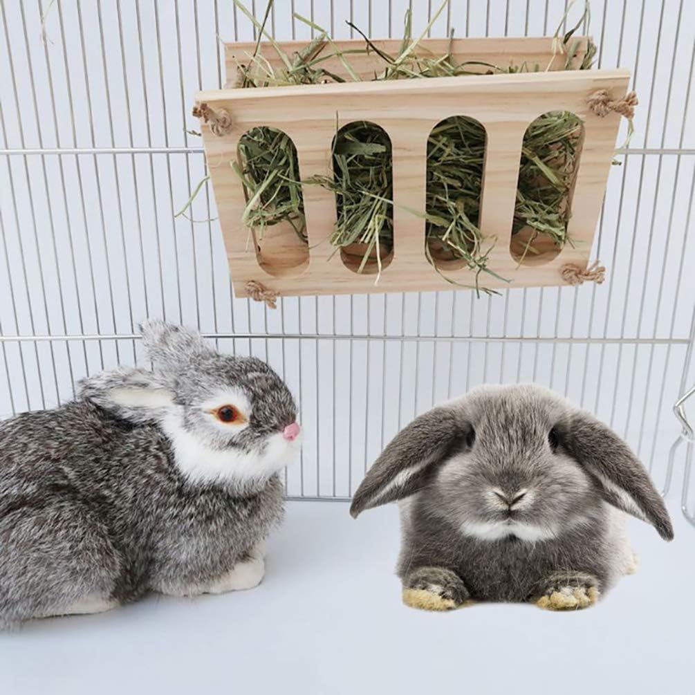Tfwadmx Bunny Hay Feeder Rabbit Food Dispenser Small Animal Hay Feeder Chinchilla Hay Rack Wooden Hay Manger Rack Holder Minimizing Waste for Guinea Pig Chinchilla Hamster