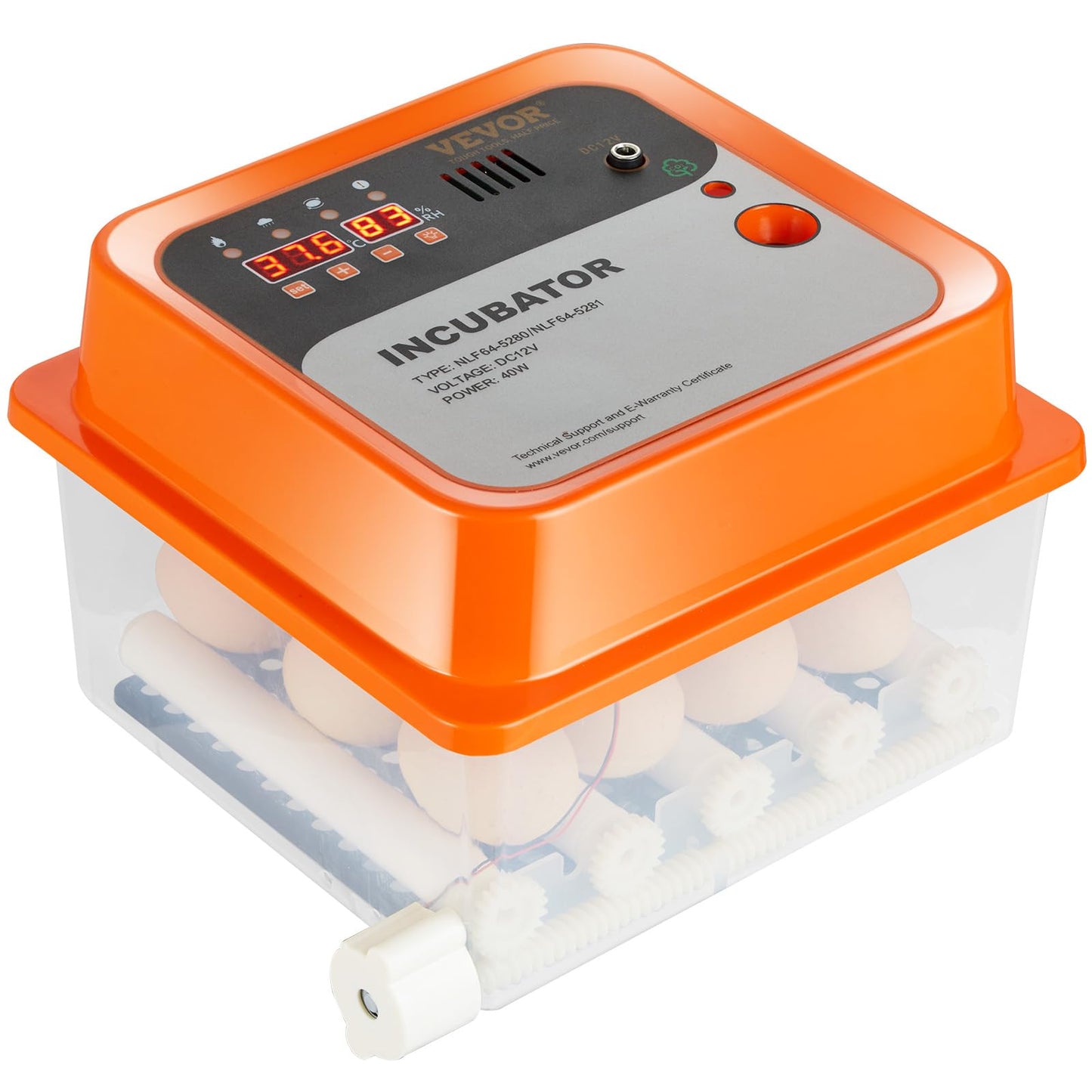 VEVOR 12 Egg Incubator, Incubators for Hatching Eggs, 360° Automatic Egg Turner with Temperature and Humidity Display, 12 Eggs Poultry Hatcher with ABS Transparent Shell for Chicken, Duck, Quail