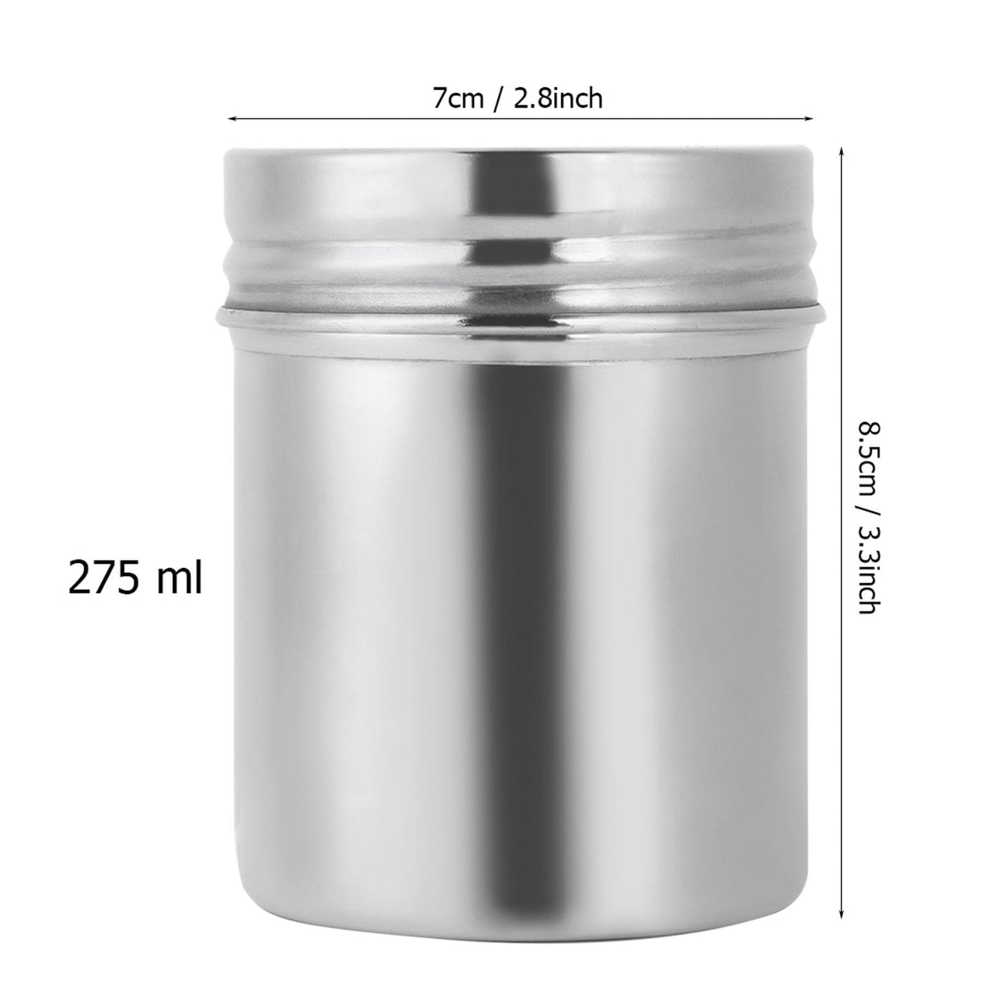 Cunyuer 304 Stainless Steel Sealed Food Storage Jar, 8.5 X 7 cm Portable Tea Coffee Beans Container, Stainless Steel Sealed Storage Jar Easy for Travel Outdoor and Camping