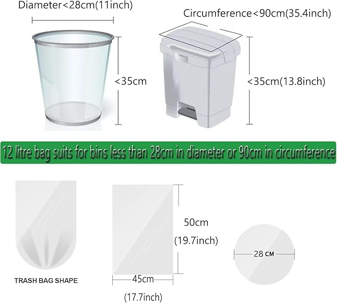 Small Trash Bags 2.6 Gallon - Bathroom Garbage Bag Biodegradable Kitchen Trash Can Liners Compostable Trash Bin Bags Plastic White Wastebasket Liners Mini Clear Trashbags for Office Dorm Bedroom Car
