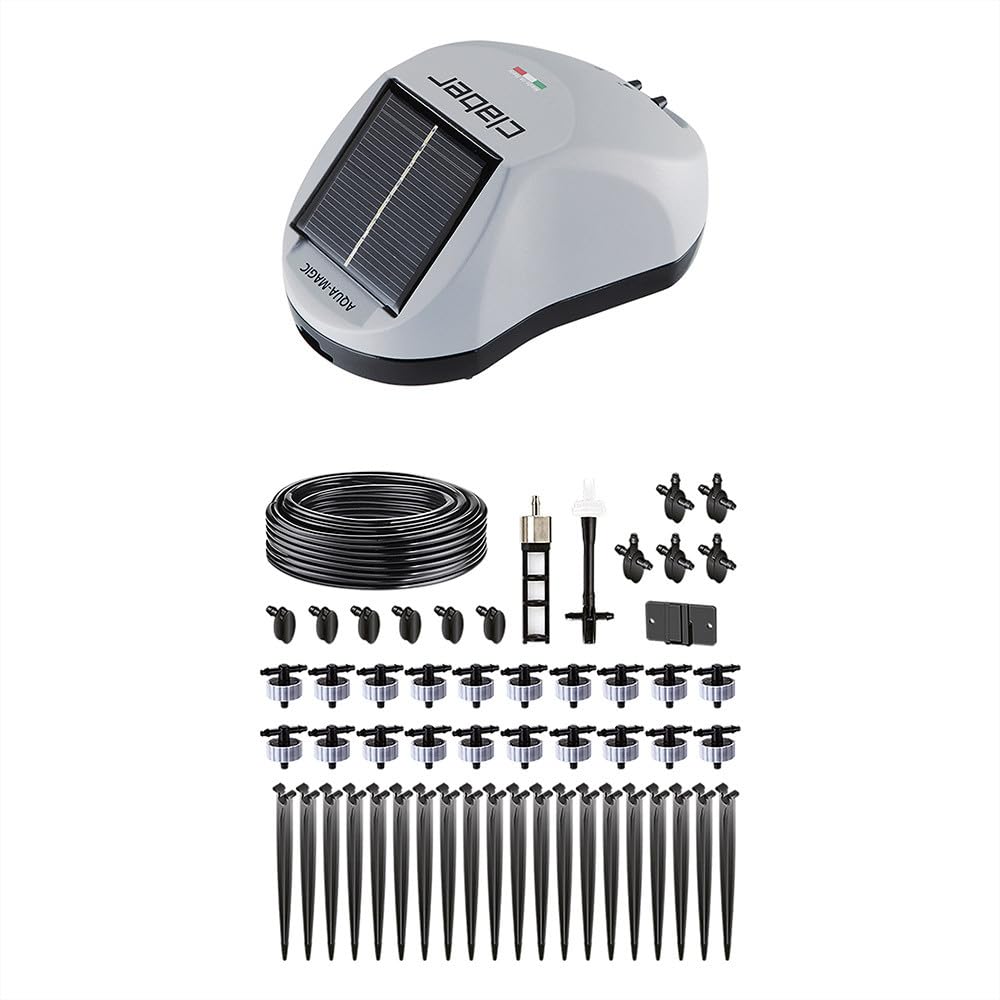 Claber Aqua Magic Solar Drip Irrigation System - Automatic Solar Watering for Up to 20 Outdoor Plants, No Faucet Required
