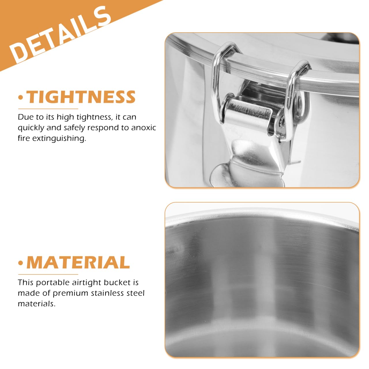 Stainless Steel Airtight Canisters Container: 112 fl oz Airtight Clamp Lid Kitchen Food Storage Bucket for Rice Flour Grain Coffee Bean Flour Oil Sugar Milk