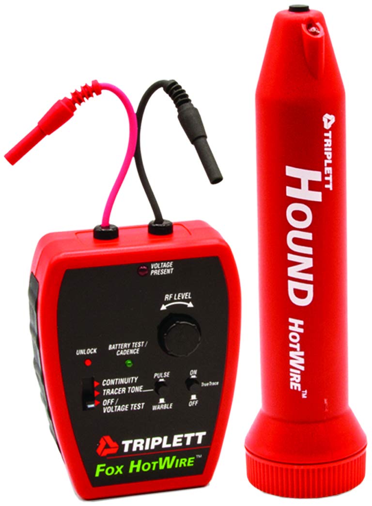 Triplett 3388 Fox & Hound HotWire Live Wire Tone and Probe Wire Tracing Kit with Adjustable Sensitivity - Traces Wires from 0 ~ 250 VAC and up to 1000 ft,Black